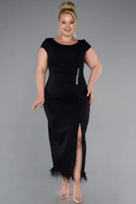 Schwarz Partykleid İn Übergröße Midi ABK2340