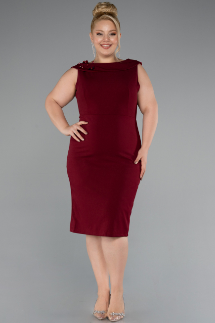 Partykleid in Übergröße Midi Weinrot ABK2422