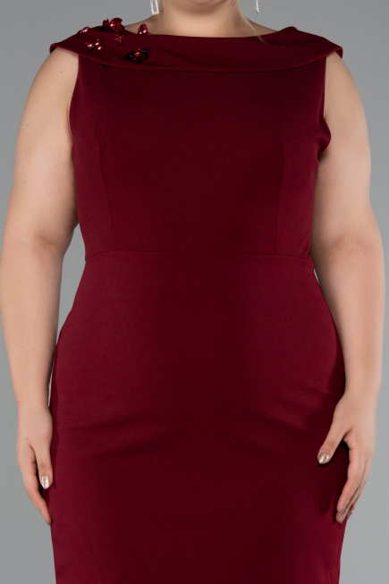 Partykleid in Übergröße Midi Weinrot ABK2422