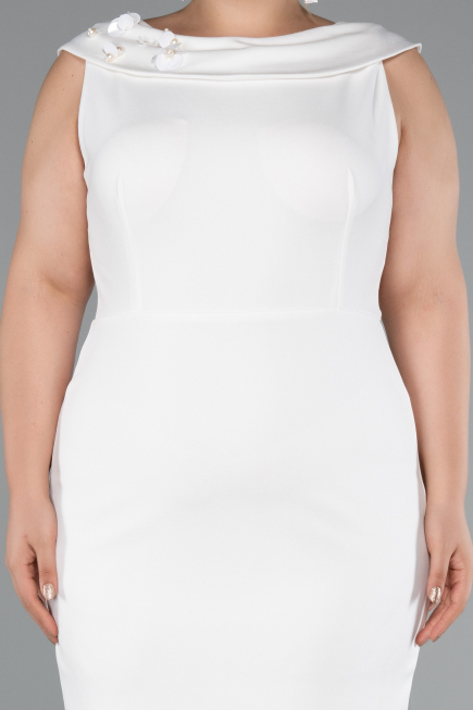Partykleid in Übergröße Midi Weiß ABK2422