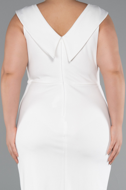 Partykleid in Übergröße Midi Weiß ABK2422