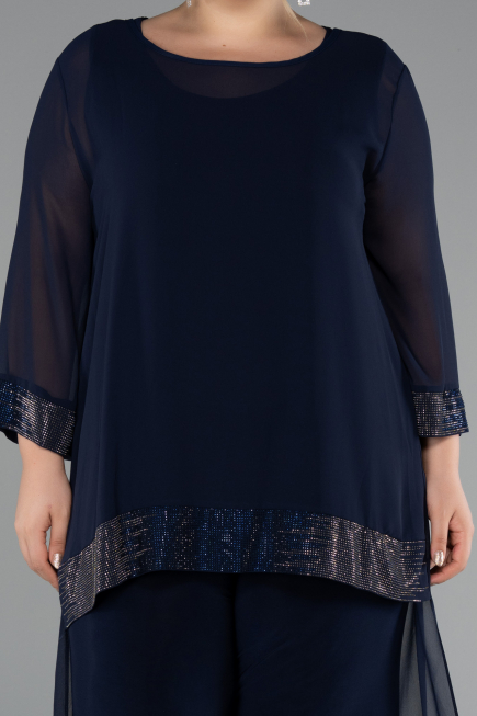 Marineblau Abendkleid Chiffon Lang ABT083