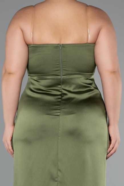 Abendkleid in Übergröße Lang Satin Khaki ABU5179