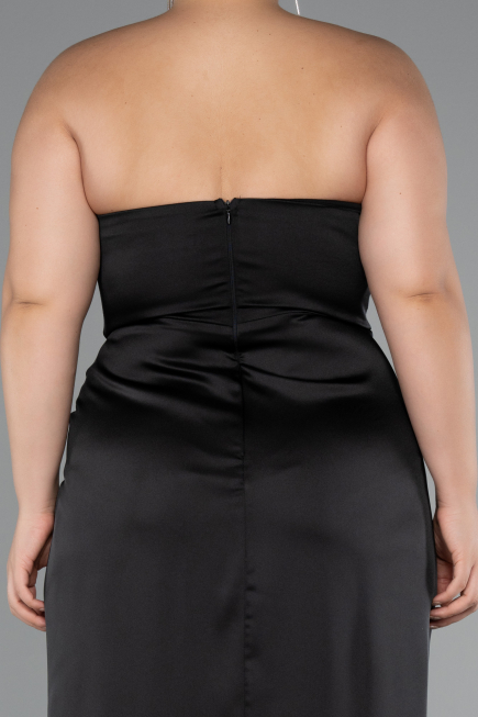 Abendkleid in Übergröße Lang Satin Schwarz ABU5179