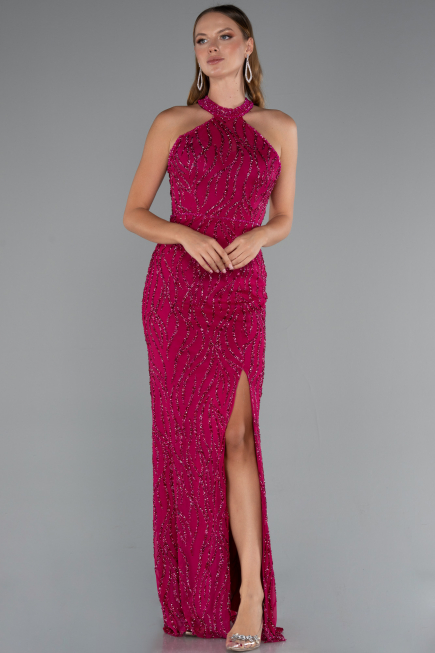 Abendkleid Lang Fuchsie ABU5213