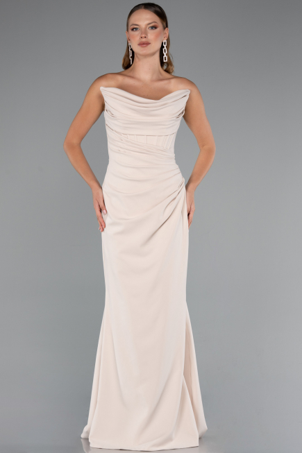 Abschlusskleid Lang Beige ABU5216