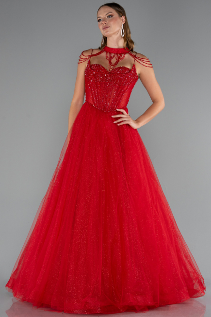 Designer Verlobungskleid Lang Rot ABU5220