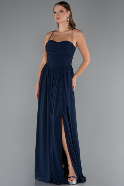 Abschlusskleid Lang Chiffon Marineblau ABU5223