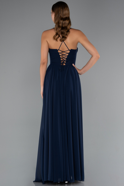 Abschlusskleid Lang Chiffon Marineblau ABU5223