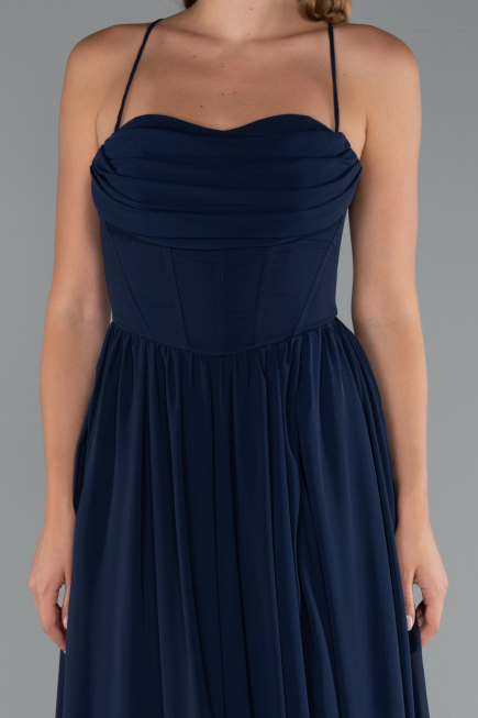 Abschlusskleid Lang Chiffon Marineblau ABU5223