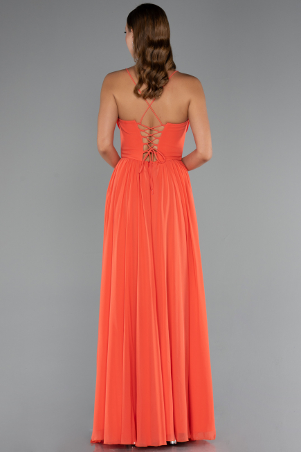 Abschlusskleid Lang Chiffon Orange ABU5223