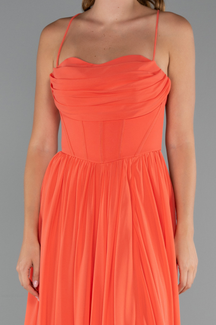 Abschlusskleid Lang Chiffon Orange ABU5223
