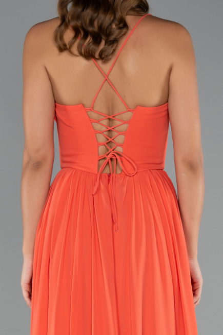 Abschlusskleid Lang Chiffon Orange ABU5223