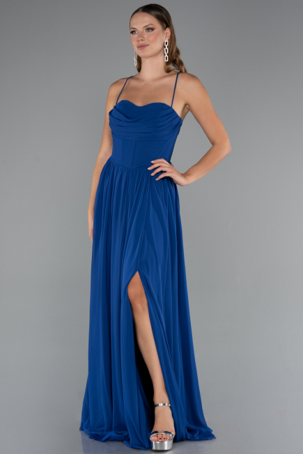 Abschlusskleid Lang Chiffon Sächsischblau ABU5223