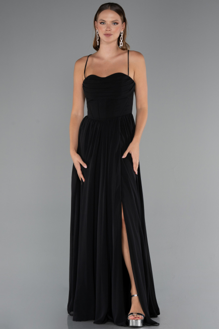 Abschlusskleid Lang Chiffon Schwarz ABU5223