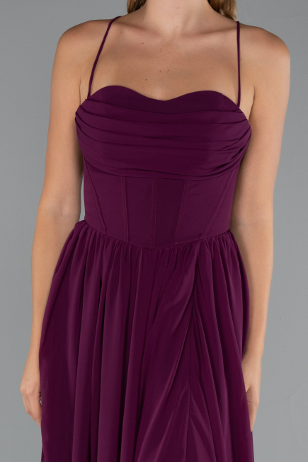 Abschlusskleid Lang Chiffon Kirschrot ABU5223