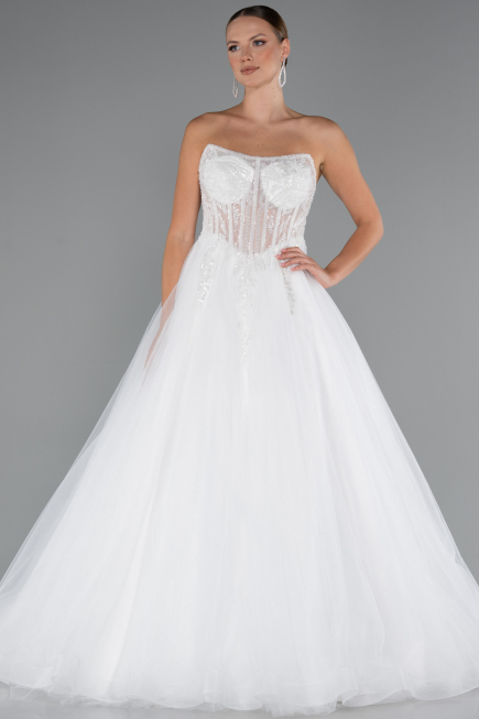 Hochzeitskleider Lang Weiß ABG153
