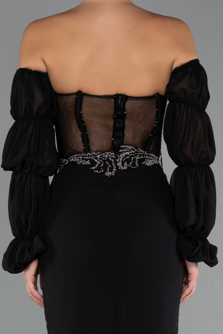 Abendkleid Lang Chiffon Schwarz ABU5241