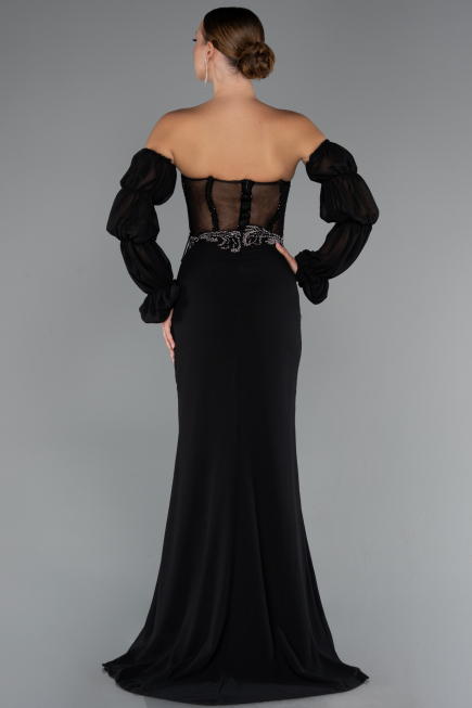Abendkleid Lang Chiffon Schwarz ABU5241