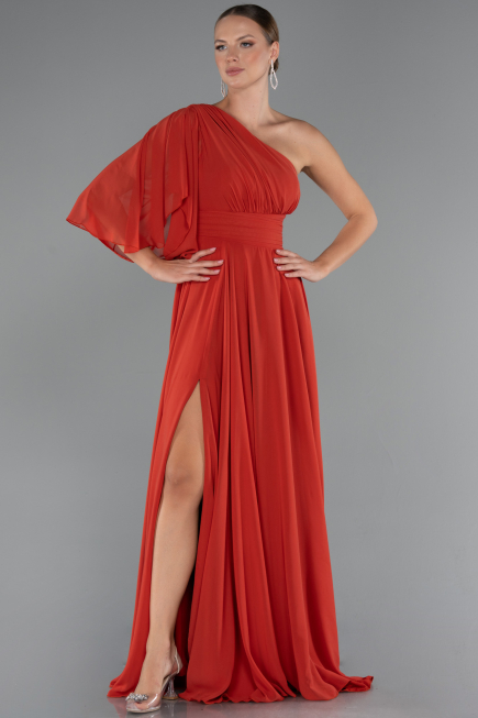 Abschlusskleid Lang Chiffon Ziegelrot ABU5259