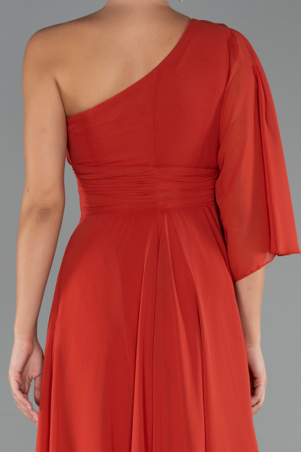 Abschlusskleid Lang Chiffon Ziegelrot ABU5259
