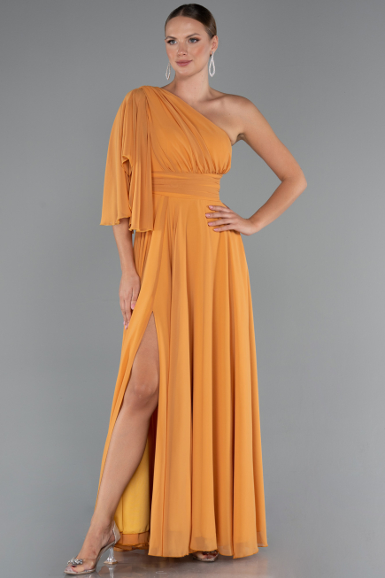 Abschlusskleid Lang Chiffon Orange ABU5259