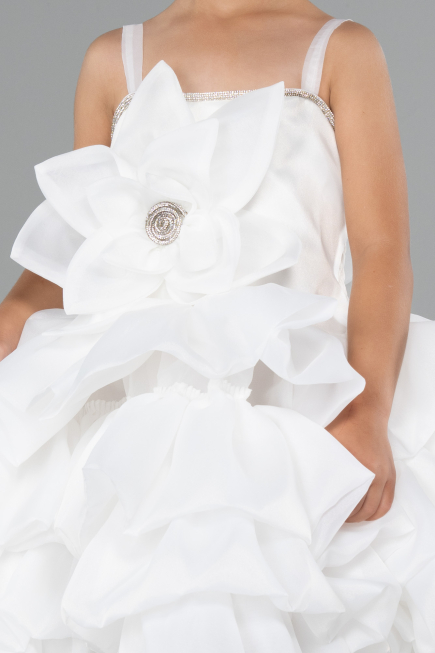 Abendkleid für Kinder Kurz Weiß ABK2433