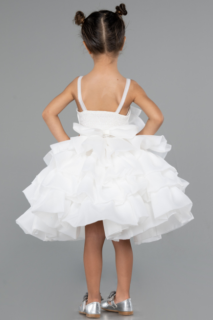 Abendkleid für Kinder Kurz Weiß ABK2433