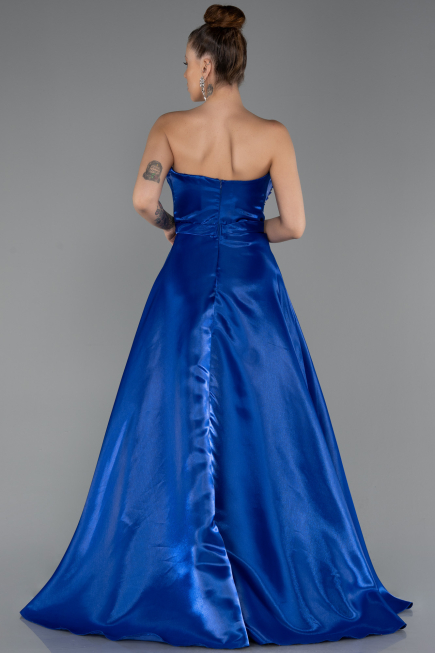 Abendkleid Lang Satin Sächsischblau ABU5264