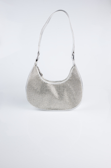 Abendtasche Steinbesetzt Silber V909
