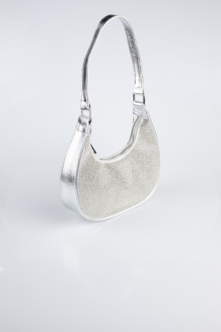 Abendtasche Steinbesetzt Silber V909