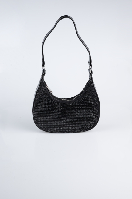 Abendtasche Steinbesetzt Schwarz V909