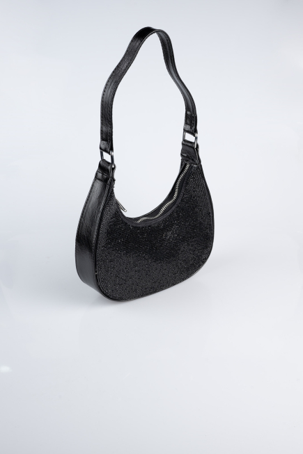 Abendtasche Steinbesetzt Schwarz V909