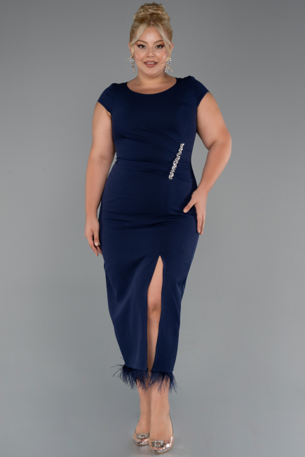 Marineblau Partykleid İn Übergröße Midi ABK2340