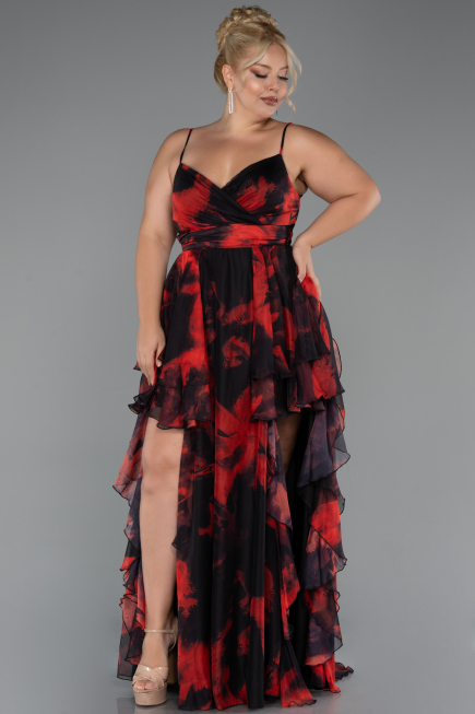 Abschlusskleid In Übergröße Lang Rot ABU5267