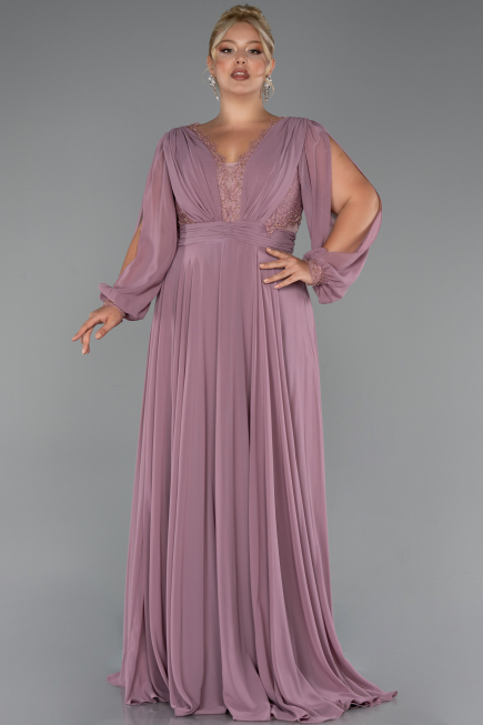 Kleider in Großen Größen Lang Chiffon Altrosa ABU5276