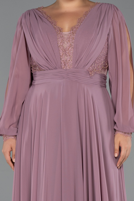 Kleider in Großen Größen Lang Chiffon Altrosa ABU5276