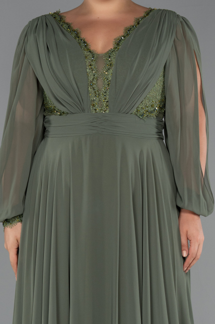 Kleider in Großen Größen Lang Chiffon Khaki ABU5276