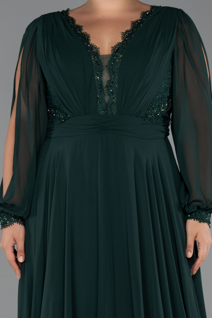 Kleider in Großen Größen Lang Chiffon Smaragdgrün ABU5276