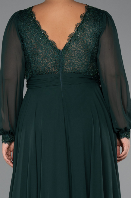 Kleider in Großen Größen Lang Chiffon Smaragdgrün ABU5276