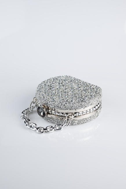 Abendtasche Steinbesetzt Silber SH854