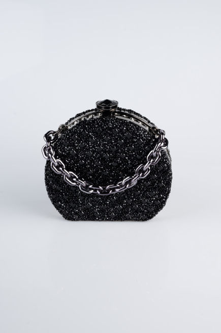 Abendtasche Steinbesetzt Schwarz SH854