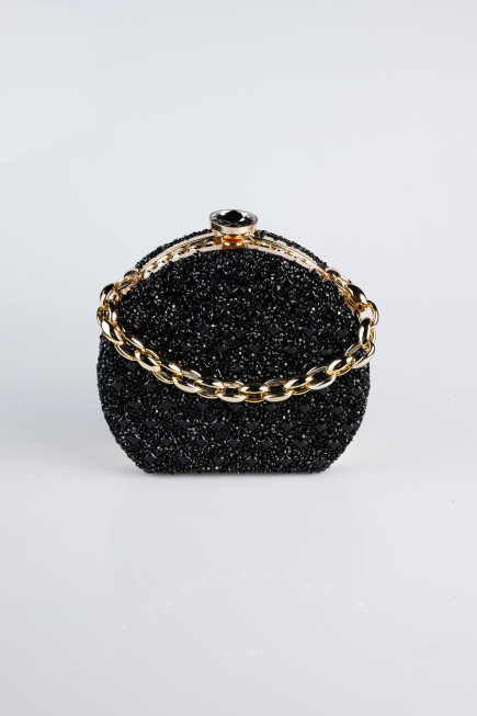 Abendtasche Steinbesetzt Schwarz-Gold SH854