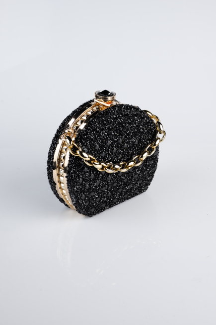Abendtasche Steinbesetzt Schwarz-Gold SH854
