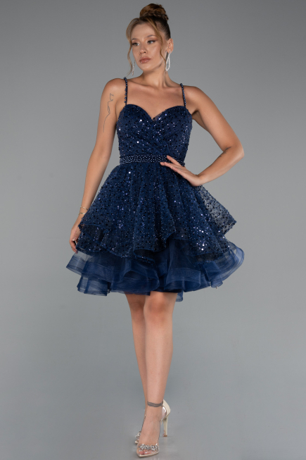 Abendkleid Kurz Marineblau ABK2435