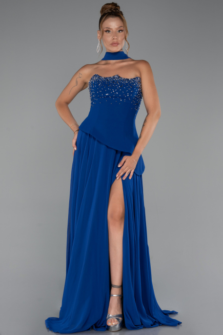 Abendkleid Lang Chiffon Sächsischblau ABU5280