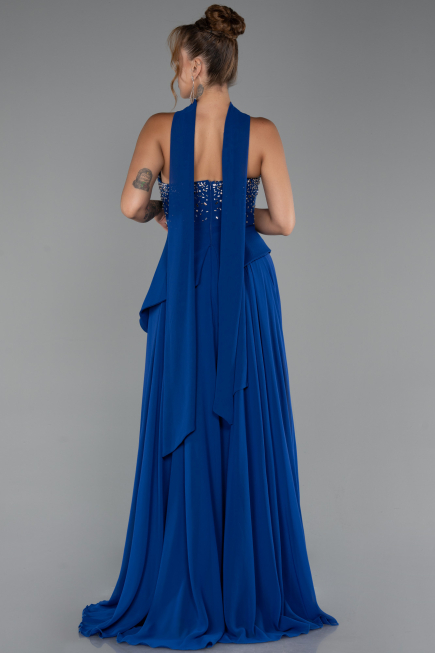 Abendkleid Lang Chiffon Sächsischblau ABU5280