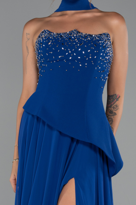 Abendkleid Lang Chiffon Sächsischblau ABU5280