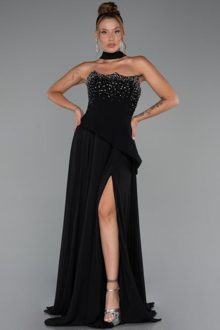 Abendkleid Lang Chiffon Schwarz ABU5280