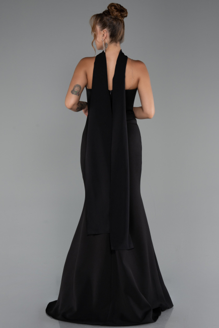 Abendkleid im Meerjungfrau-Stil Lang Schwarz ABU5282